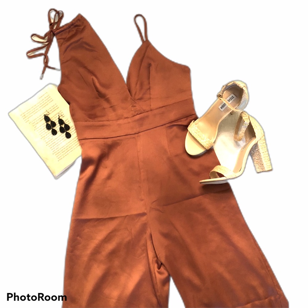 Lulus Look Of Luxe Rose Satin Wide Leg Jumpsuit